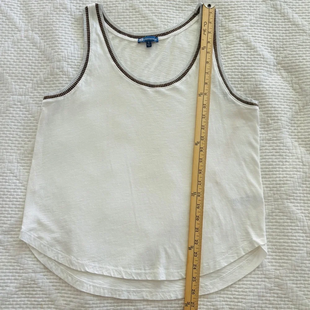 Democracy | Hi Lo Tank Top with Bronze and Silver Metallic Contrast Trim Large - Picture 11 of 15